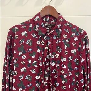 Michael Kors Men's Floral Burgundy linen Shirt